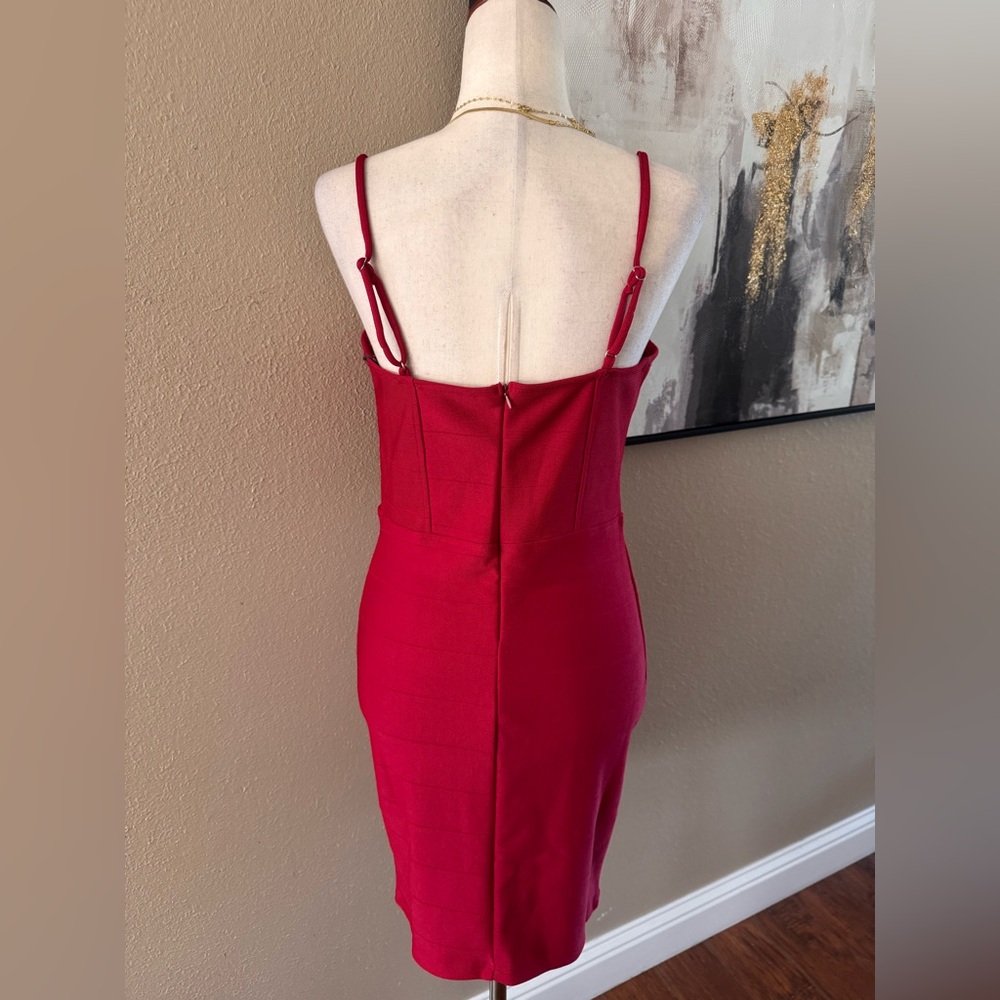 Elegant Red Bandage Women's Dress- Party Special Occasion - Picture 6 of 7